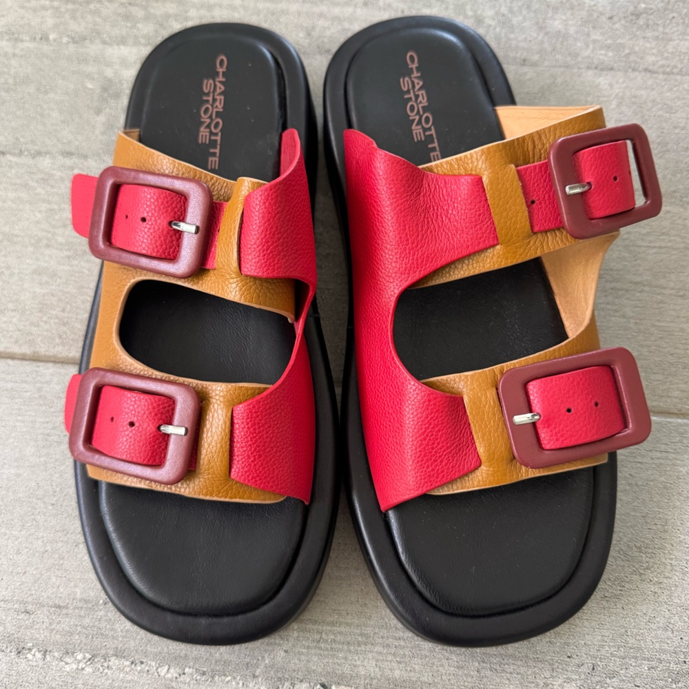 NEW Charlotte Stone Leather Slides